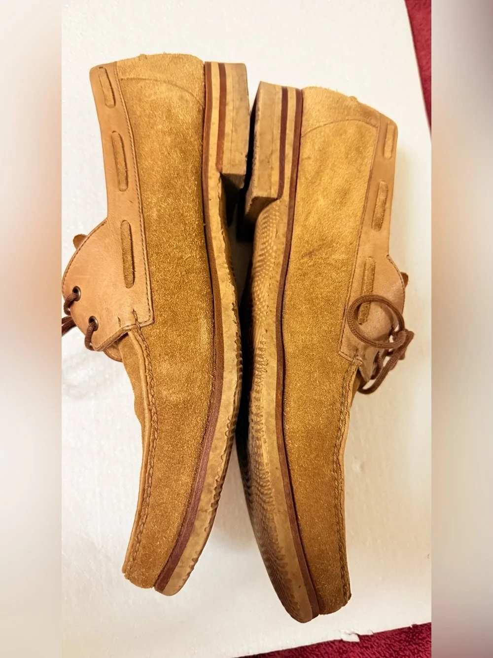 Men's Suede Lace-Up Boat Shoes in Tan